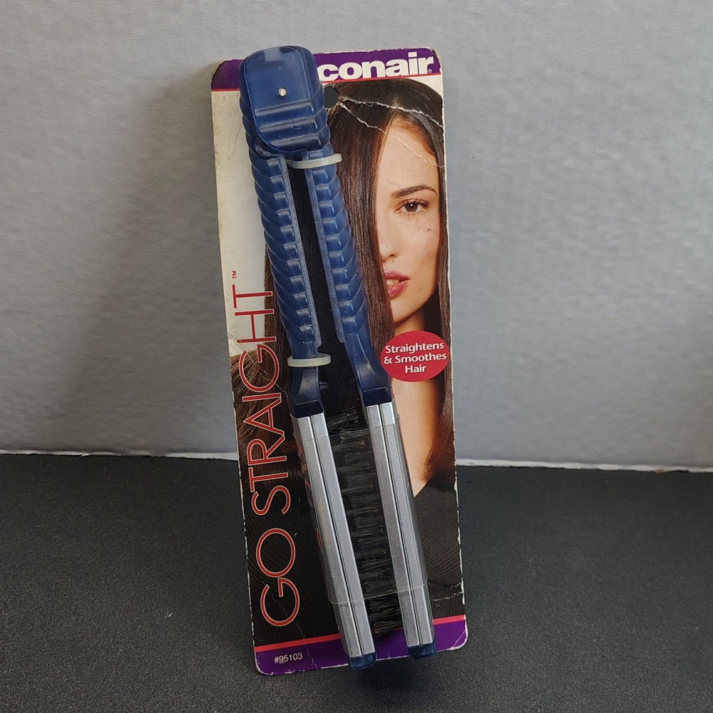 y2k Conair Go Straight Hair Brush Blue (Double Barrel Straightening Tool)